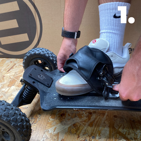 Photo du positionnement des strapes sur le e-skate